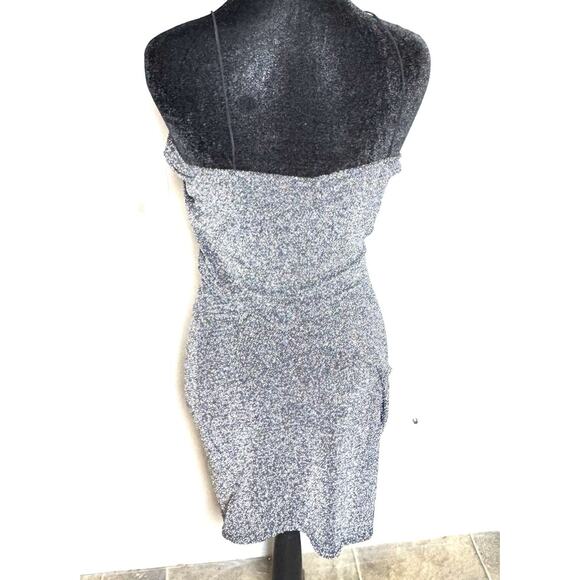 Love Tree Spaghetti Strap Bodycon Mini Dress Sparkle Black Silver- Size Large - Picture 4 of 5